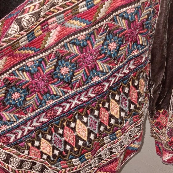 Johnny Was Graphite velour embroidered jacket - Picture 10 of 16